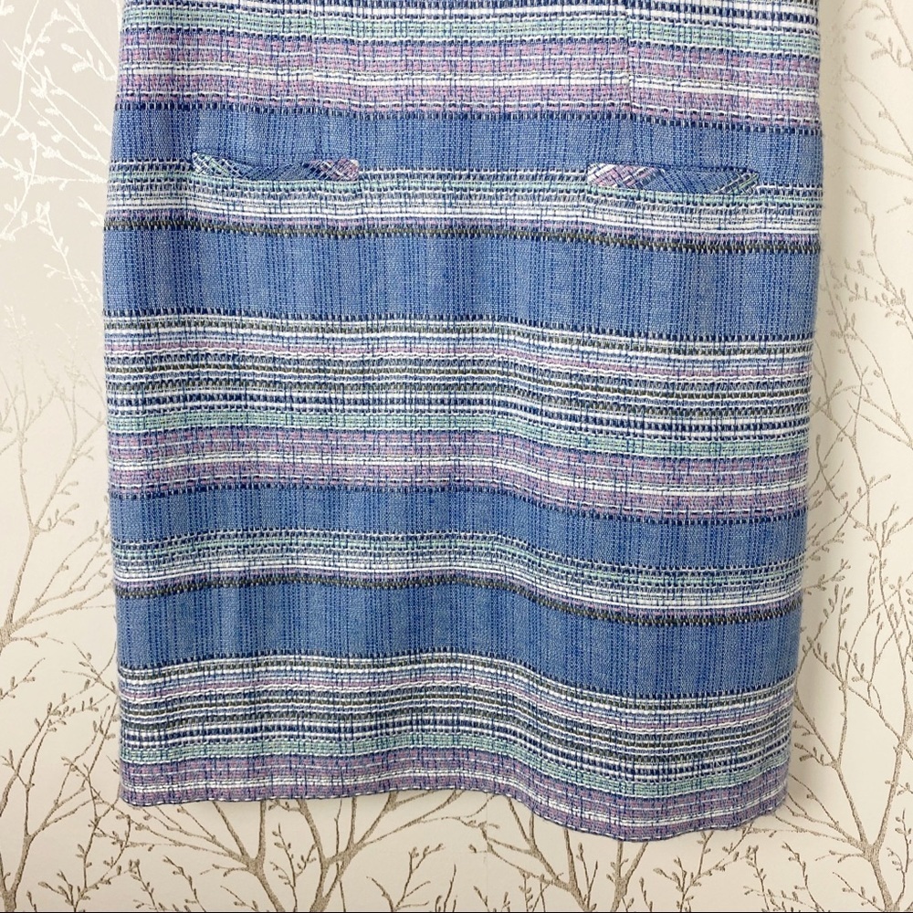 TALBOTS Blue Stripe Tweed Sleeveless Sheath Dress 10P Business Casual Spring - Picture 6 of 10